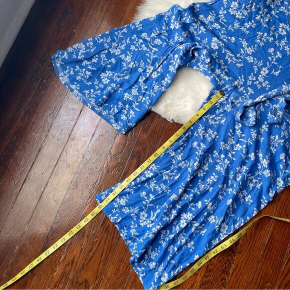 Blue Wide Leg Jumpsuit Floral Flowy NWT - Picture 5 of 8